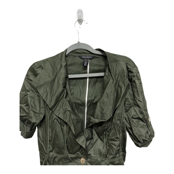 White House Black Market Green Short Sleeve Jacket Satin Material Size 6 - Picture 2 of 6